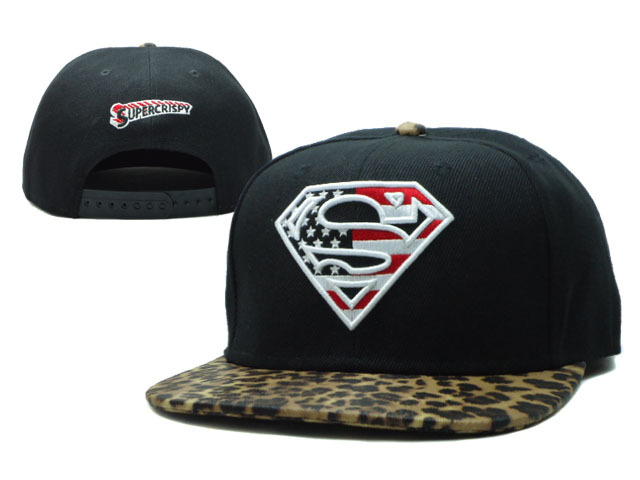 Super Man Black Snapback Hat SF 1 0701